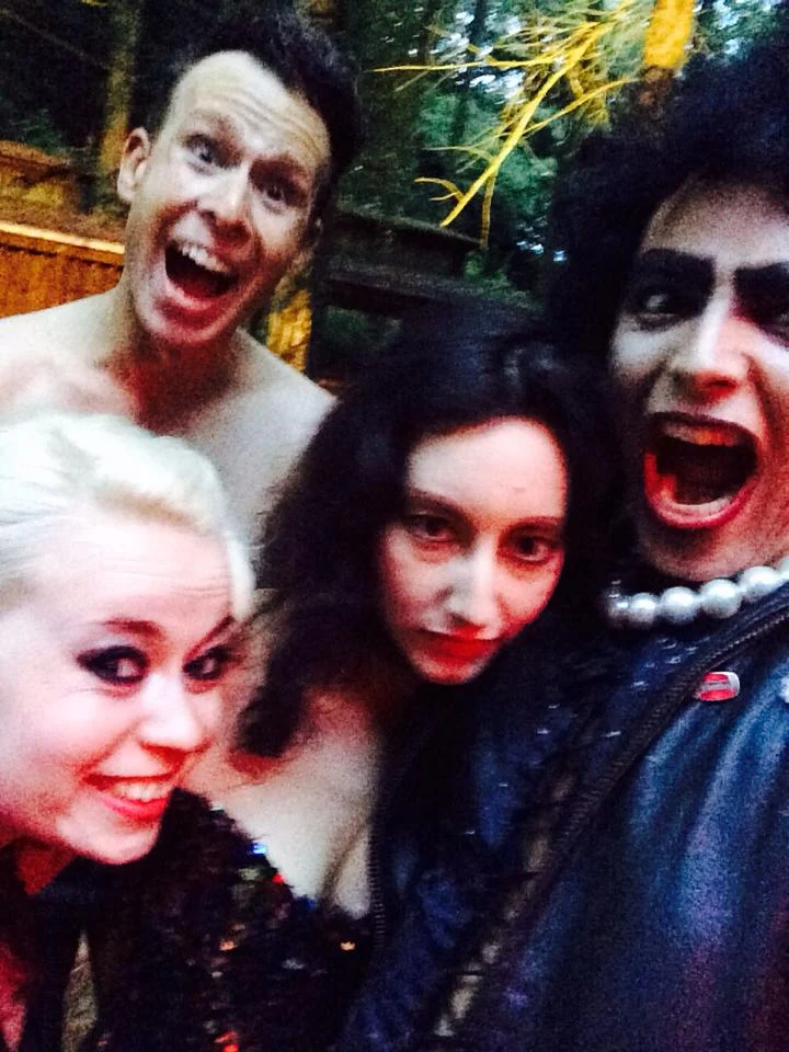 Shawn and Paulie posing with Shira ( Rocky Horror Isreael) and Jojo ( Rocky Horror Picture Show Berlin Germany ) post Berlin show