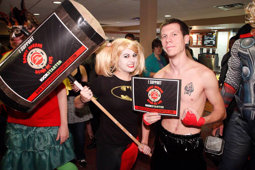 Dana (Production Design) posing with audience and cast members at The Home of Happiness' Super Hero Theme night who show their support for RHSML Photo credit to Michael Hambel Photography
