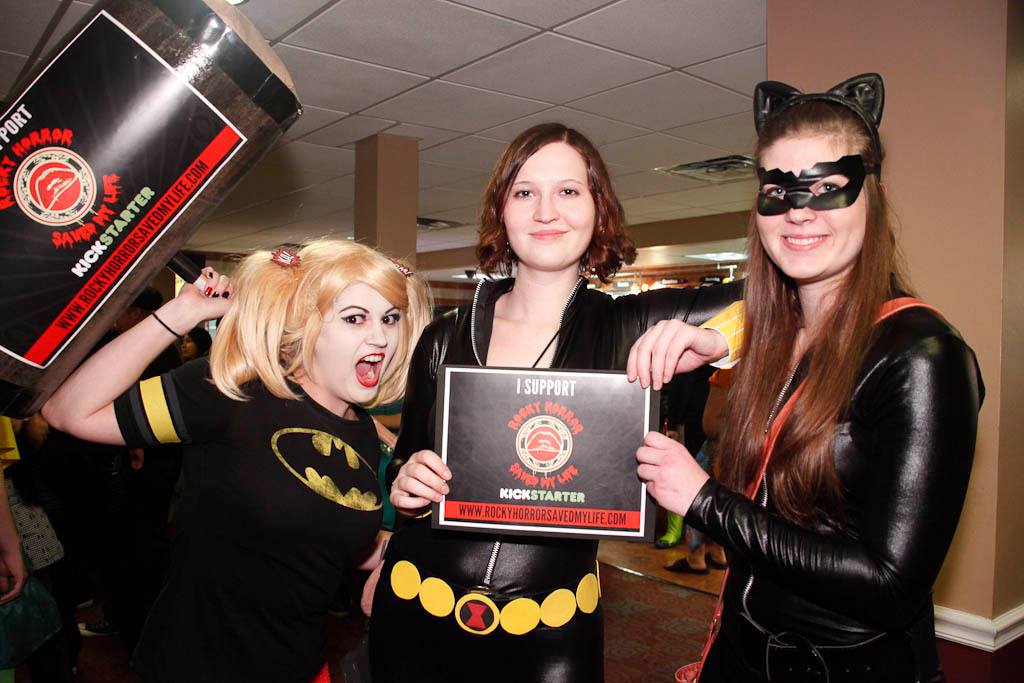 Dana (Production Design) posing with audience and cast members at The Home of Happiness' Super Hero Theme night who show their support for RHSML Photo credit to Michael Hambel Photography