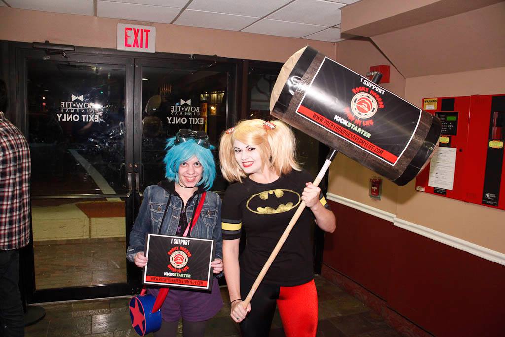 Dana (Production Design) posing with audience and cast members at The Home of Happiness' Super Hero Theme night who show their support for RHSML Photo credit to Michael Hambel Photography