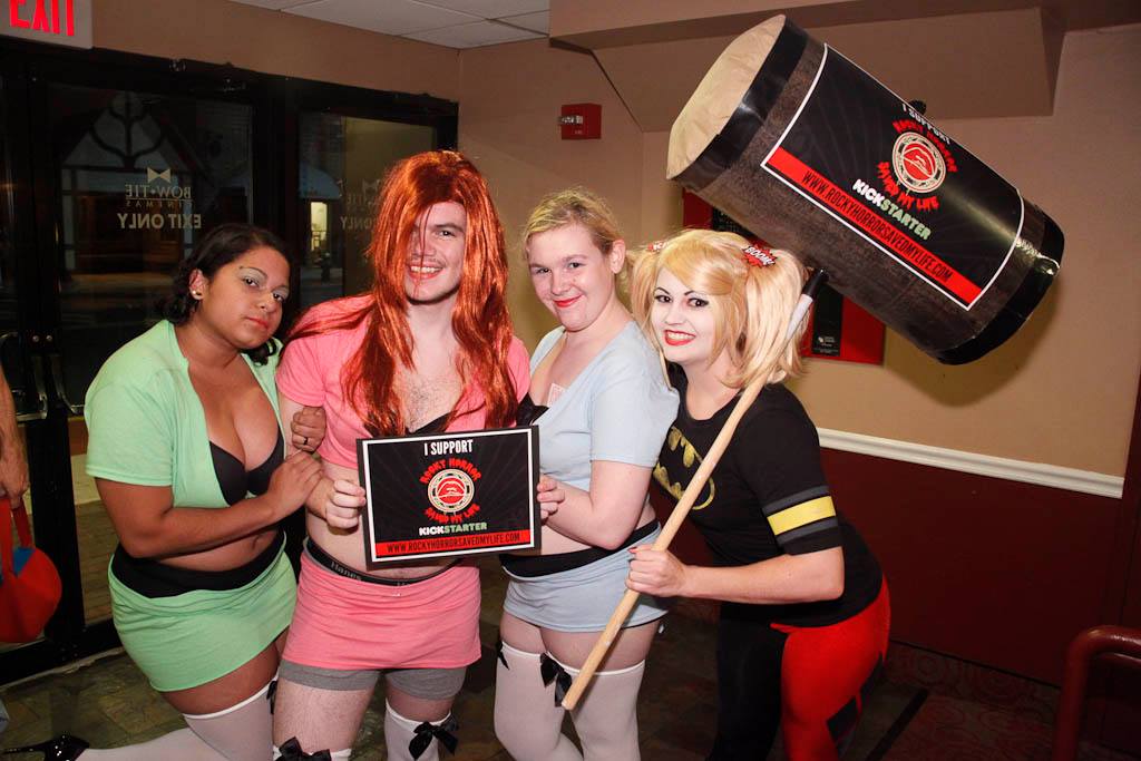 Dana (Production Design) posing with audience and cast members at The Home of Happiness' Super Hero Theme night who show their support for RHSML Photo credit to Michael Hambel Photography