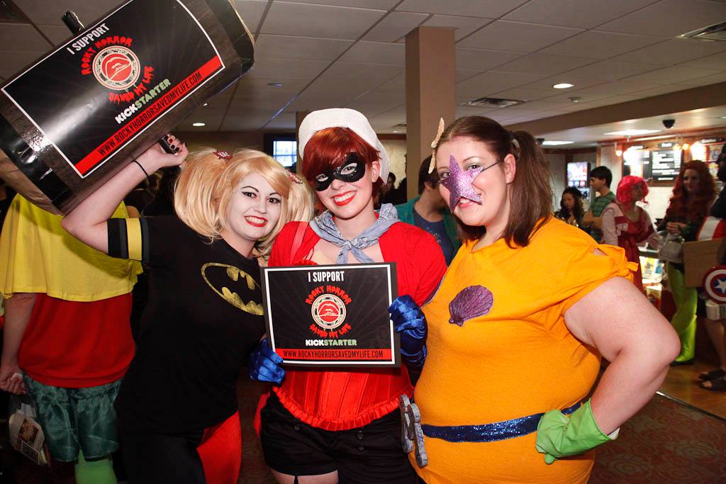 Dana (Production Design) posing with audience and cast members at The Home of Happiness' Super Hero Theme night who show their support for RHSML Photo credit to Michael Hambel Photography
