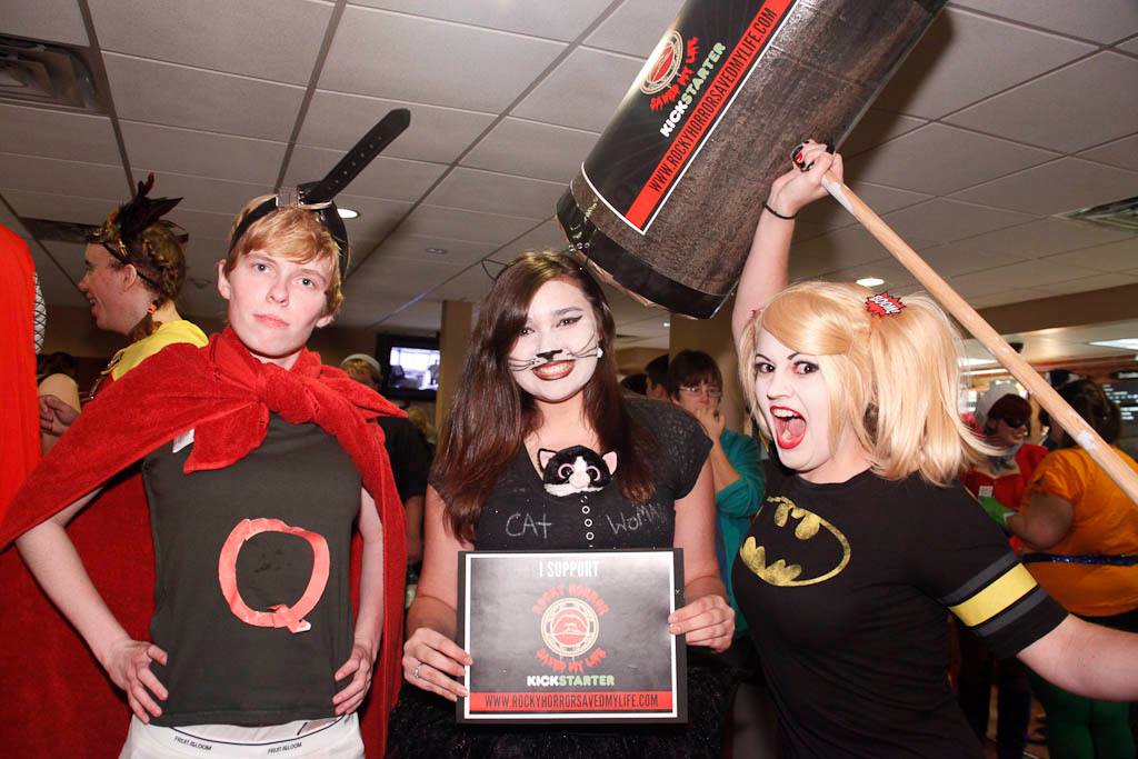 Dana (Production Design) posing with audience and cast members at The Home of Happiness' Super Hero Theme night who show their support for RHSML Photo credit to Michael Hambel Photography