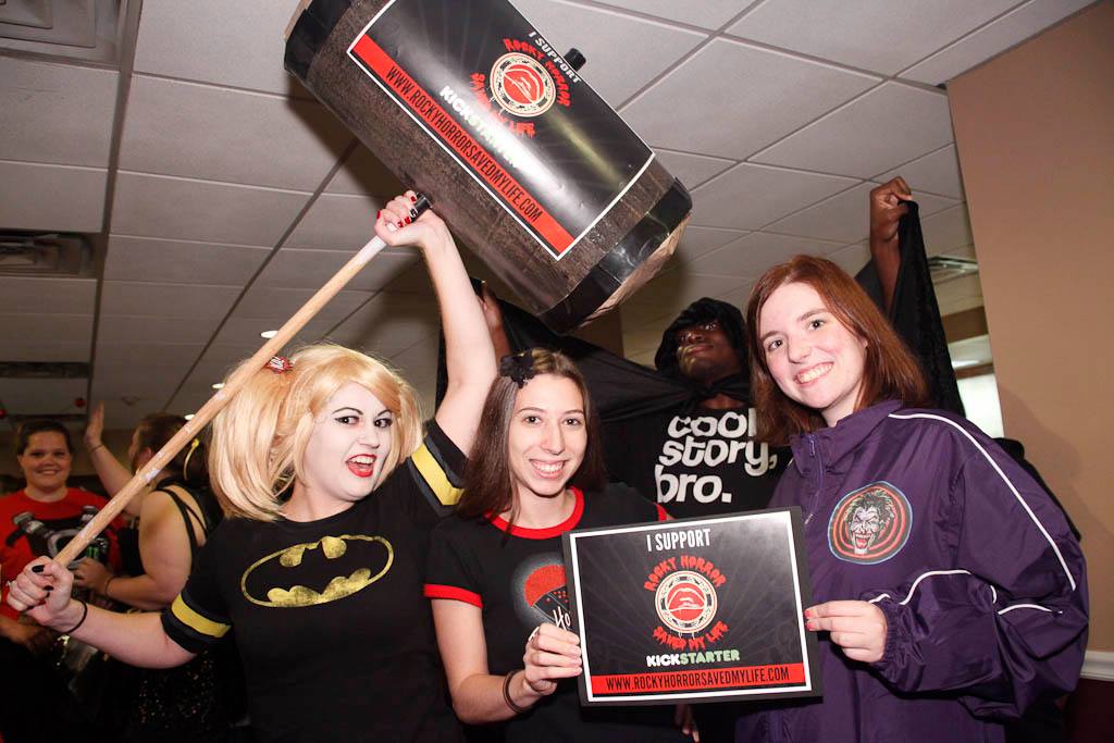 Dana (Production Design) posing with audience and cast members at The Home of Happiness' Super Hero Theme night who show their support for RHSML Photo credit to Michael Hambel Photography