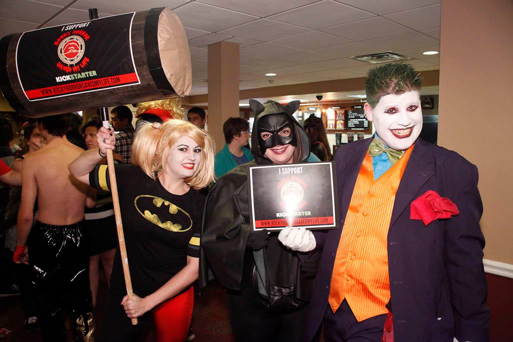 Dana (Production Design) posing with audience and cast members at The Home of Happiness' Super Hero Theme night who show their support for RHSML Photo credit to Michael Hambel Photography