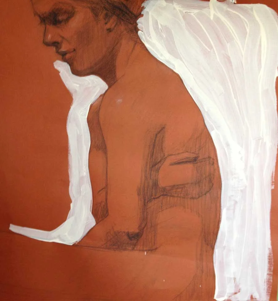 Study in Contemplation Charcoal and Gesso on Paper 22 x 18
