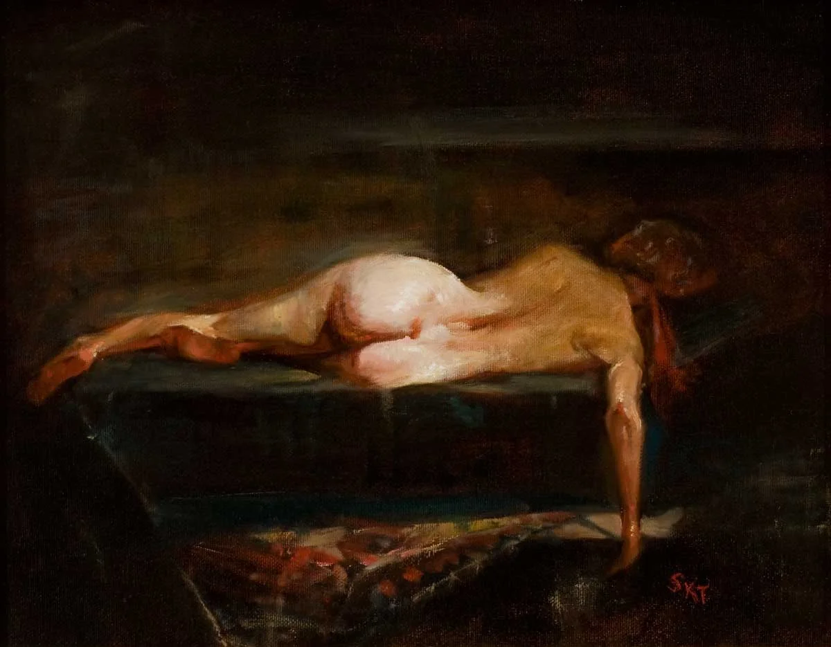 Nude on Umber After Leffel Oil on Linen 11 x 14