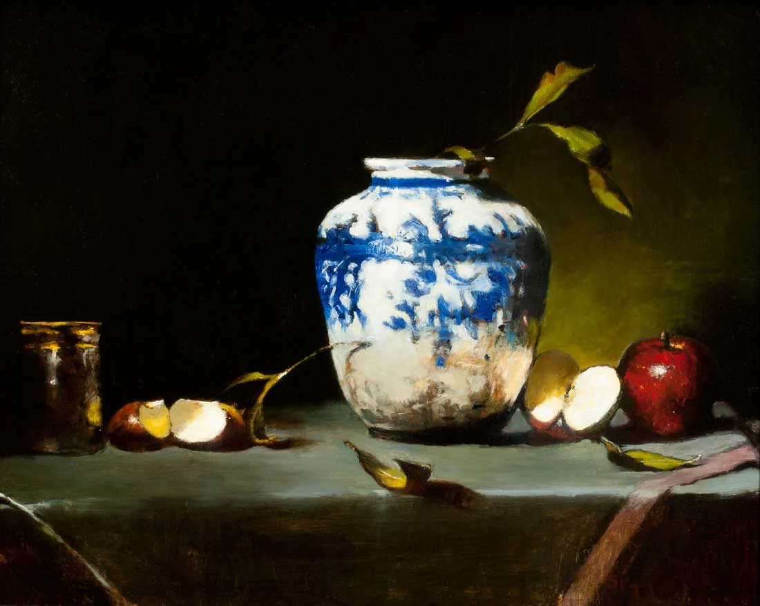 Vase with Red Apples after Kreutz Oil on Panel 12 x 16