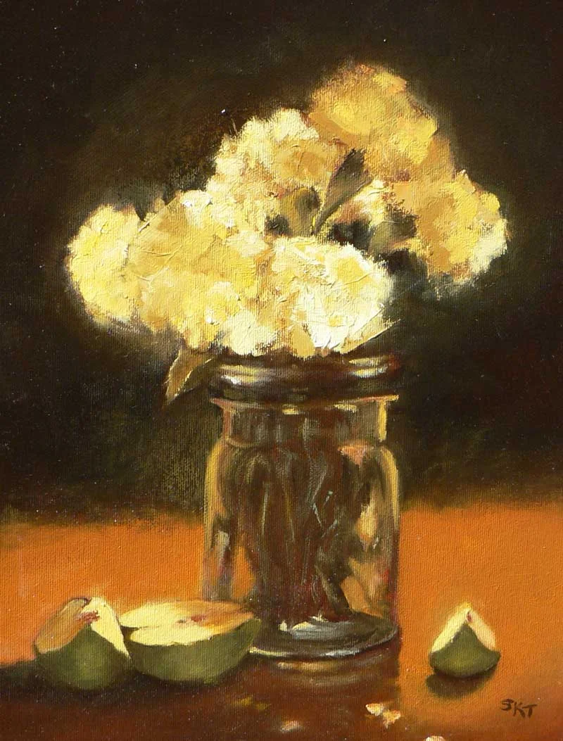 White Carnations Oil on Linen 14 x 11
