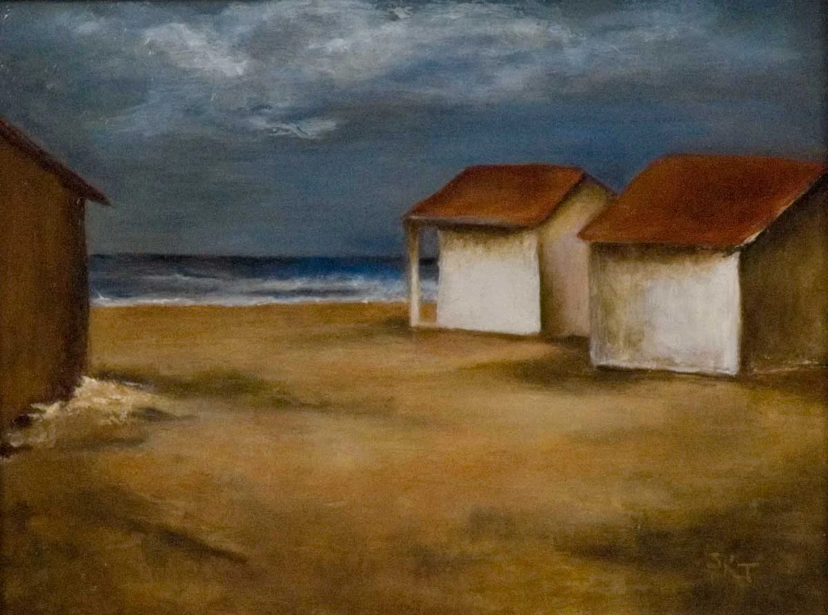Beach Cabanas Oil on Linen 10 x 12