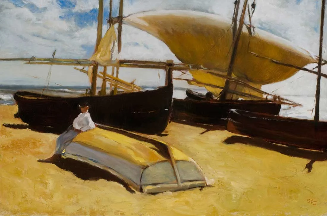 Sailbots after Sorolla Oil on Panel 12 x 19