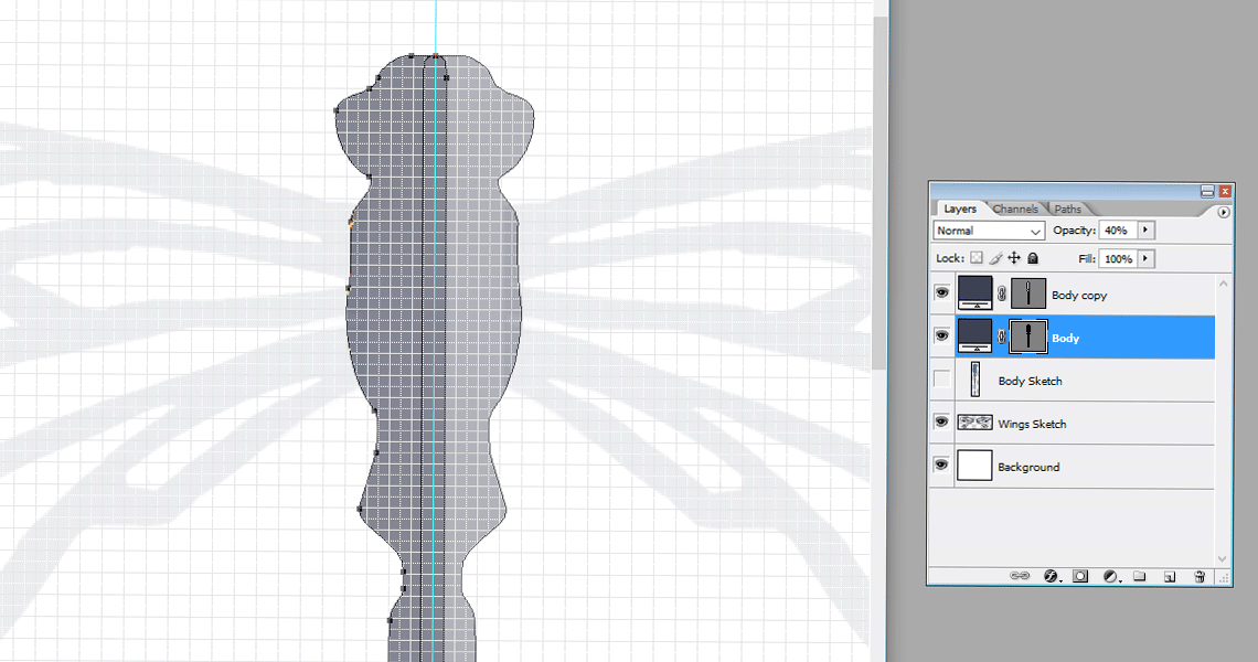 Creating a vector Dragonfly - Creating symmetry | louisagallie.com