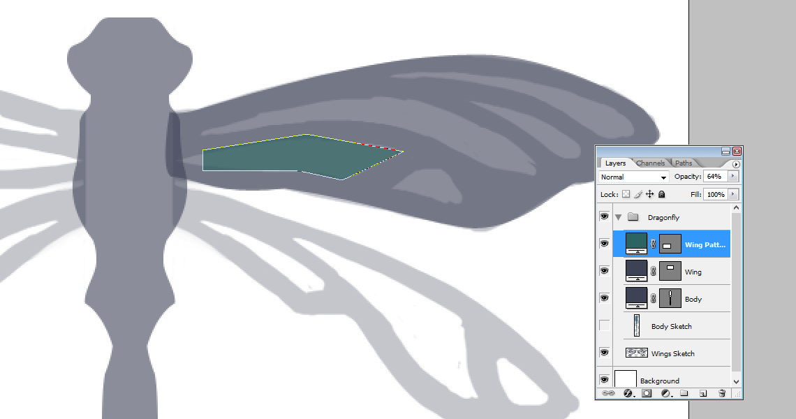 Creating a vector ragonfly - Wing pattern | louisagallie.com
