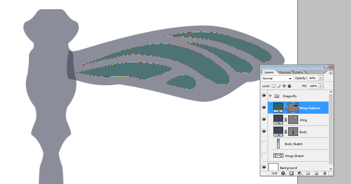 Creating a vector dragonfly - Wing pattern | louisagallie.com