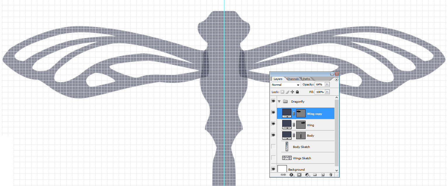 Creating a vector dragonfly - Duplicating the wings | louisagallie.com