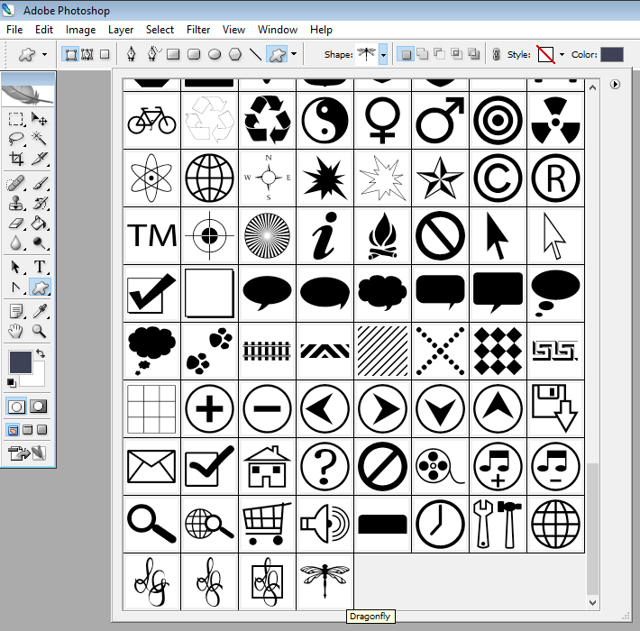 Creating a vector dragonfly - Custom Shapes palette | louisagallie.com