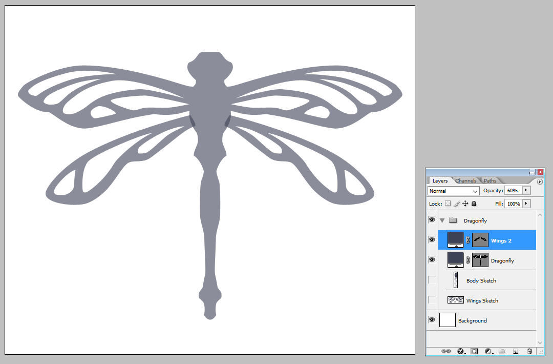 Creatig a vector dragonfly - Adding the second set of wing | louisagallie.com
