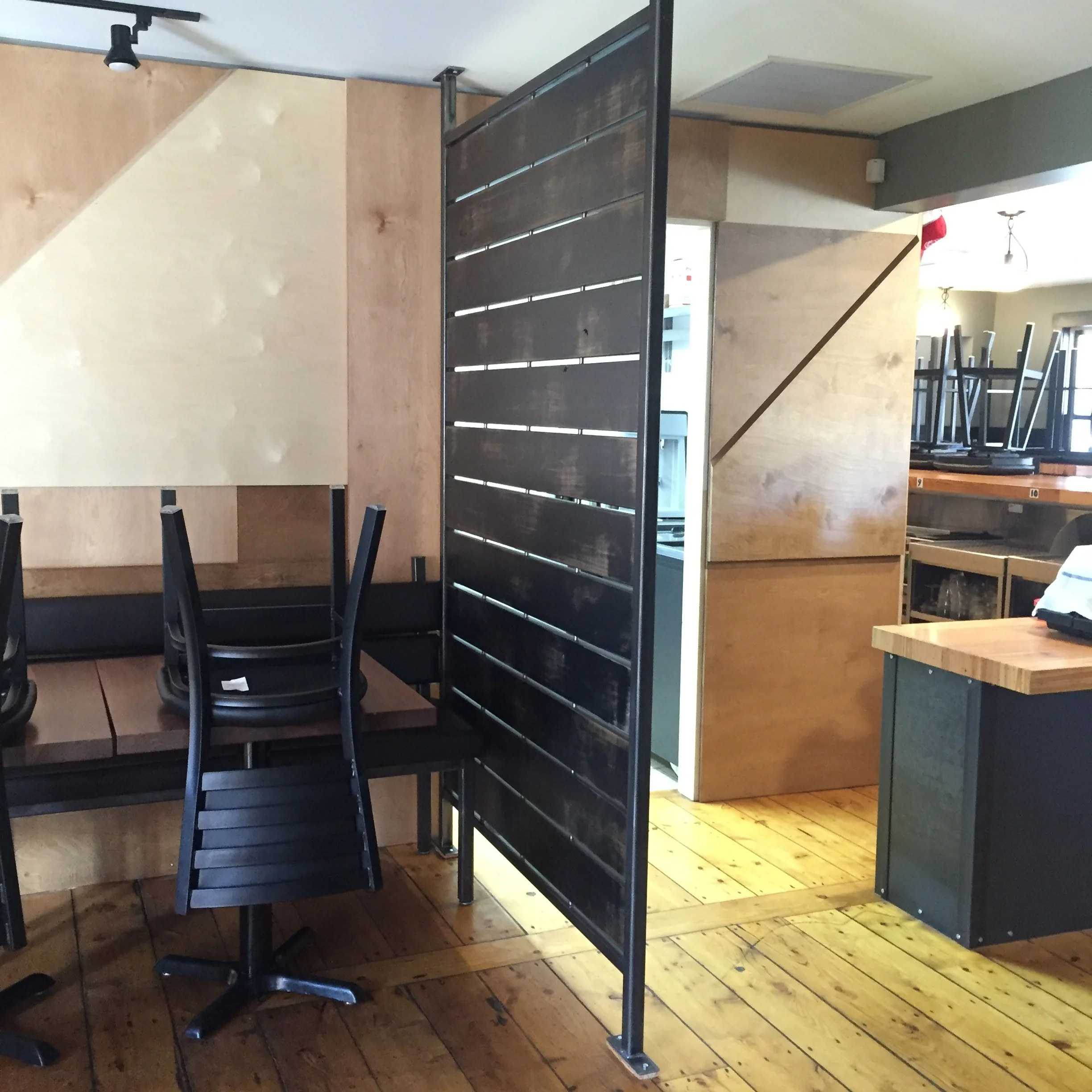 steel and wood room divider