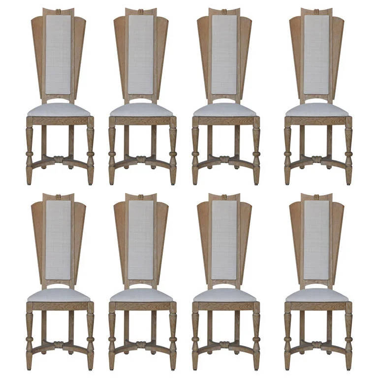 Suzanne Guiguichon Coursed Tall Back DIning Chairs, Set of 8 $32,000
