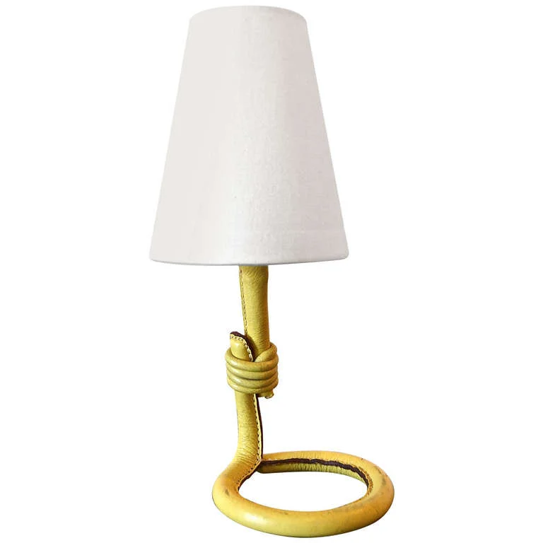 Jacques Adnet Table Lamp in Moutarde Leather $3,500