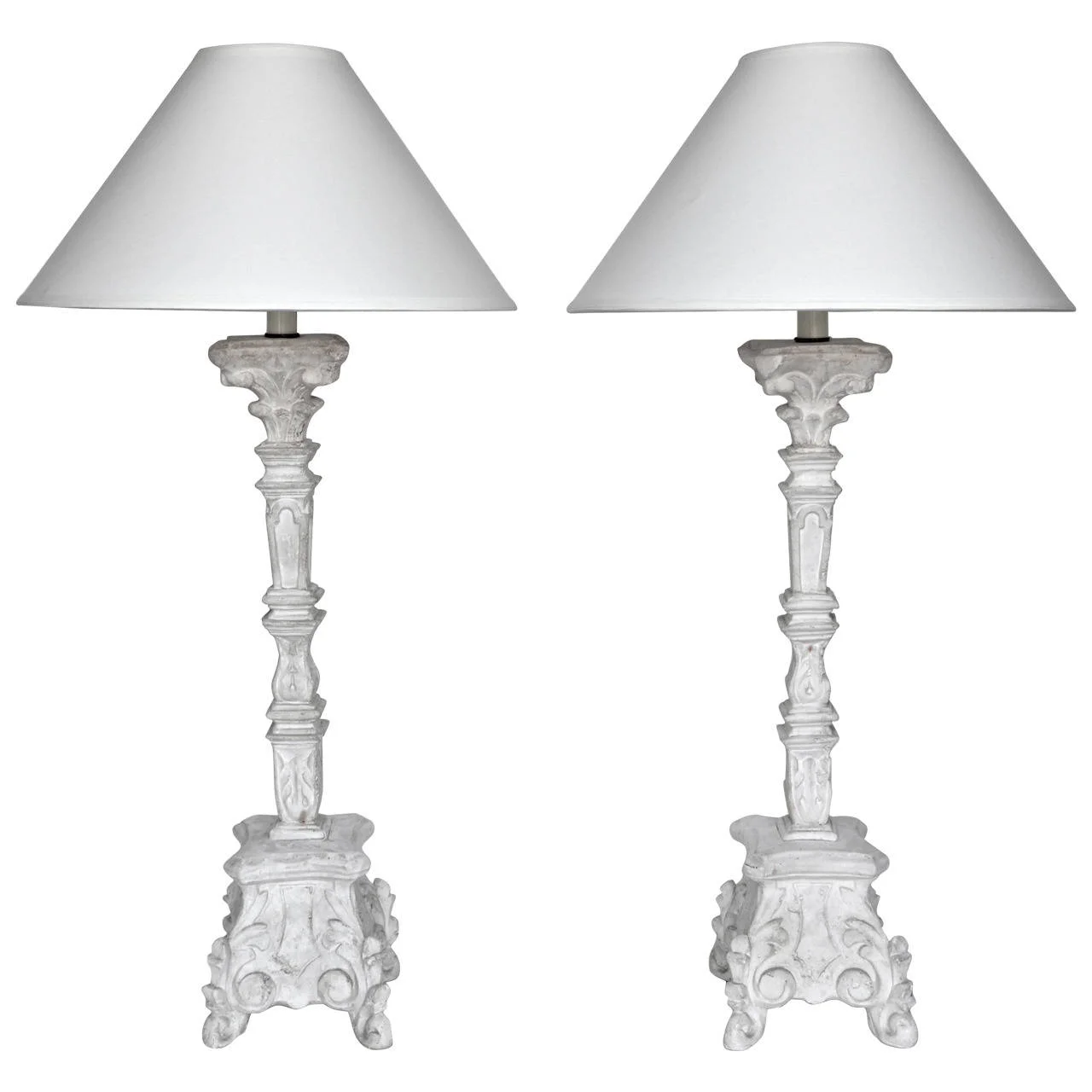 Jean Charles Moreux Pair of Plaster Table Lamps $8,500