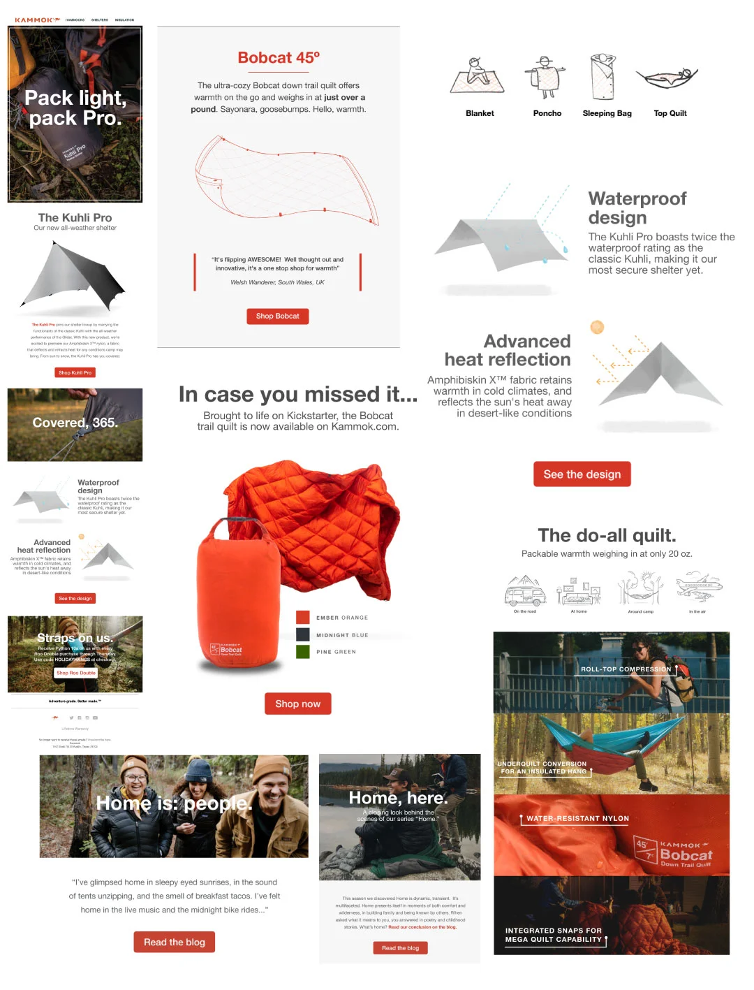 Inspiration gathered from Kammok’s website and from several previously delivered emails.