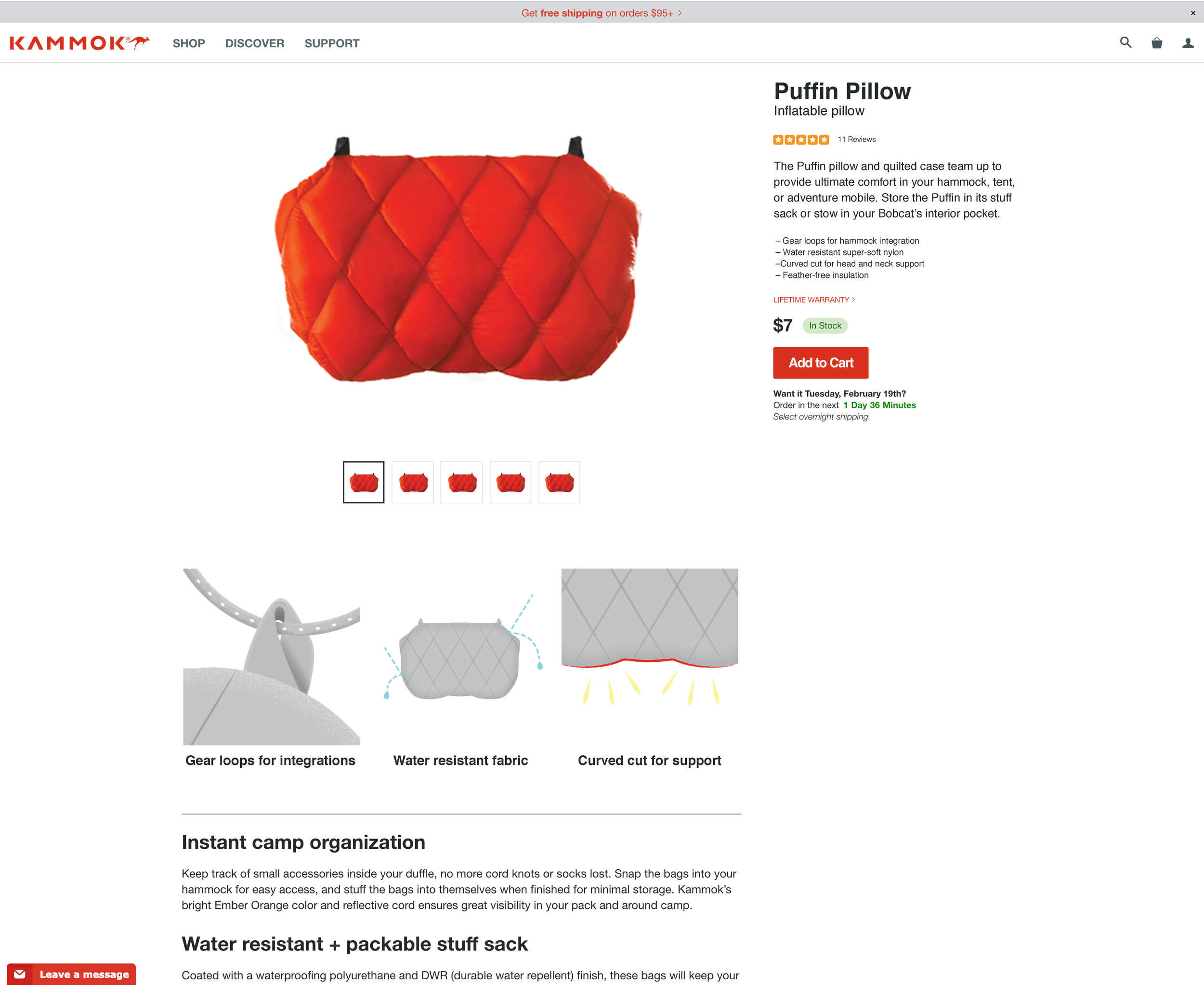 Example mockup of what the icons would look like on a current Kammok site listing.