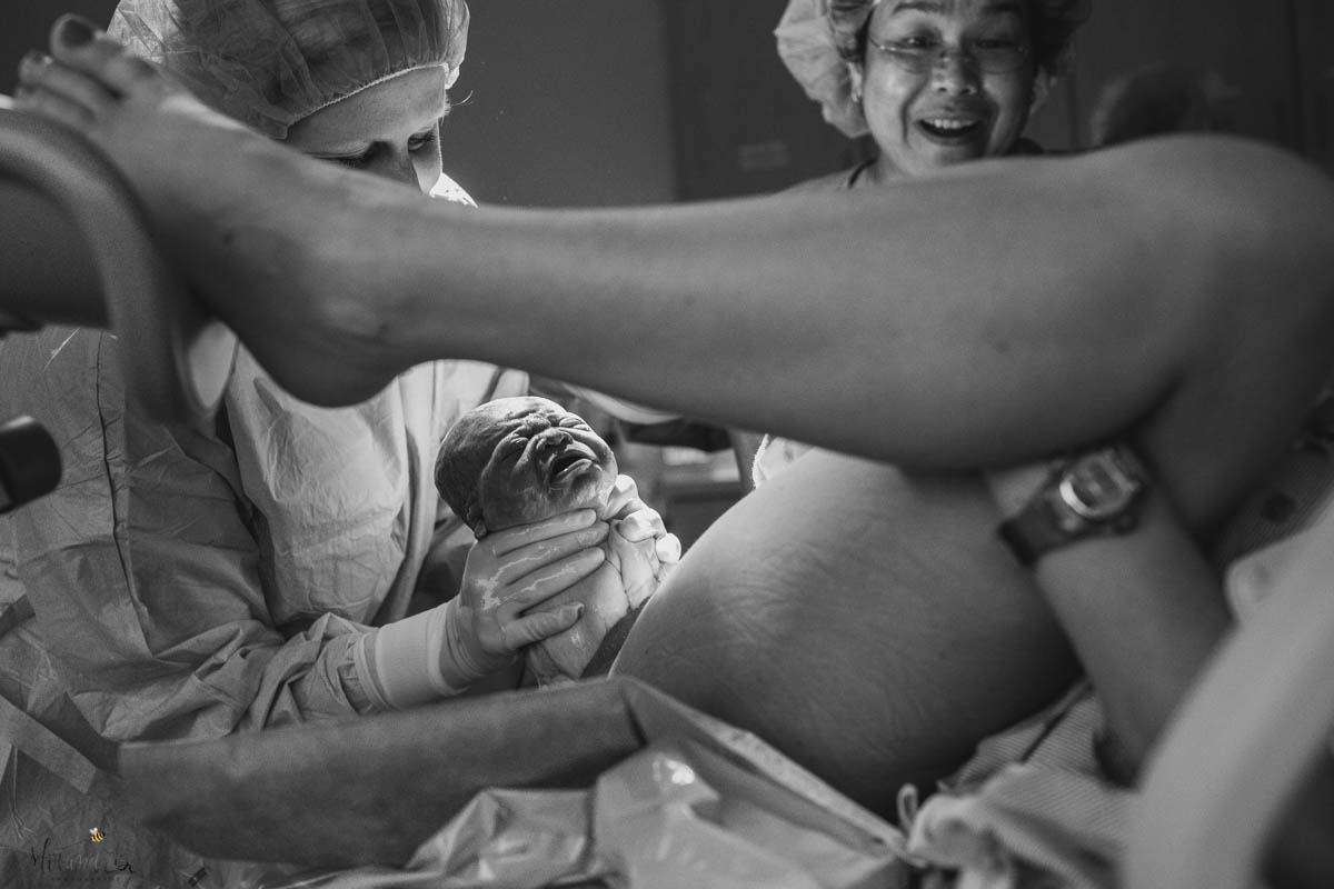 Mom delivers baby