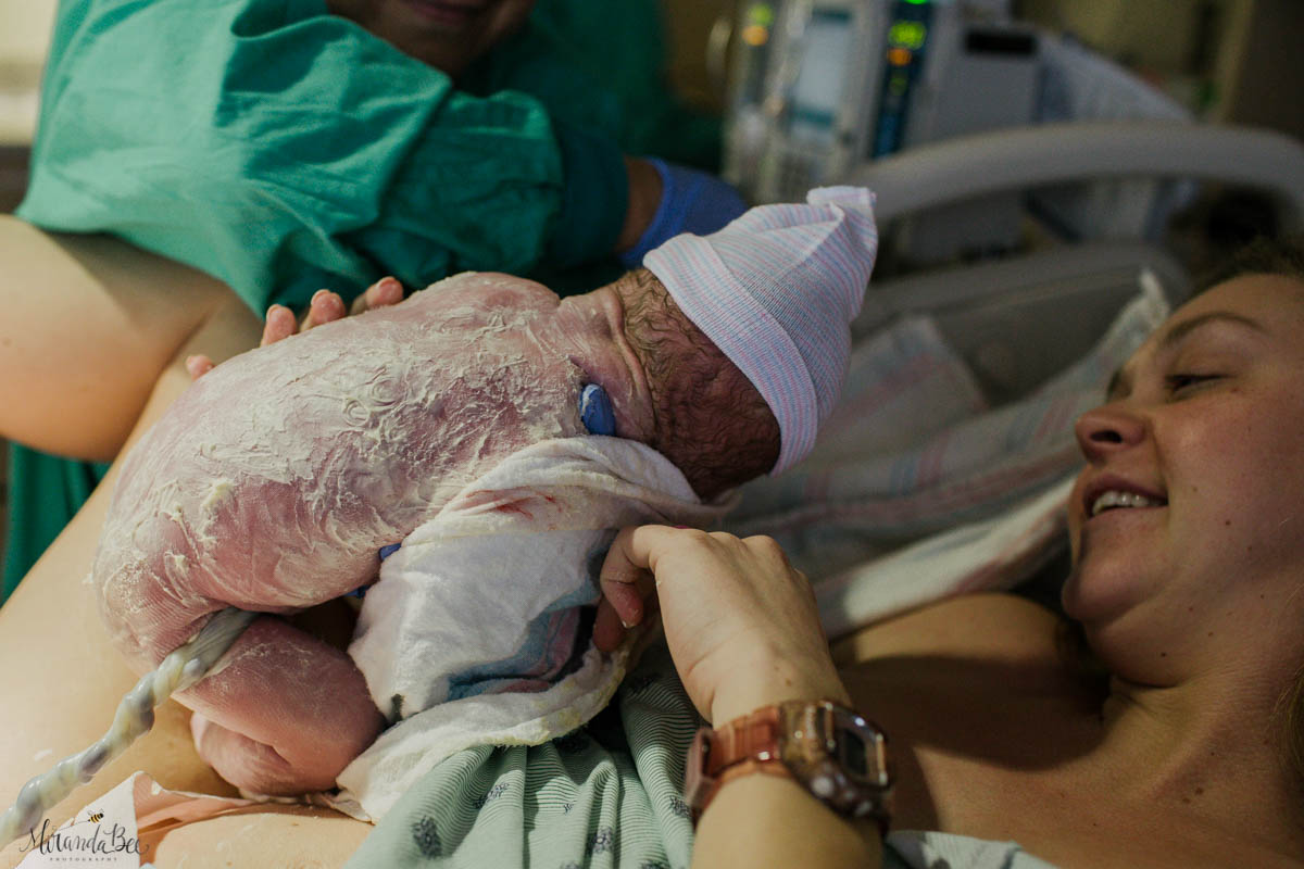 Vernix covered newborn