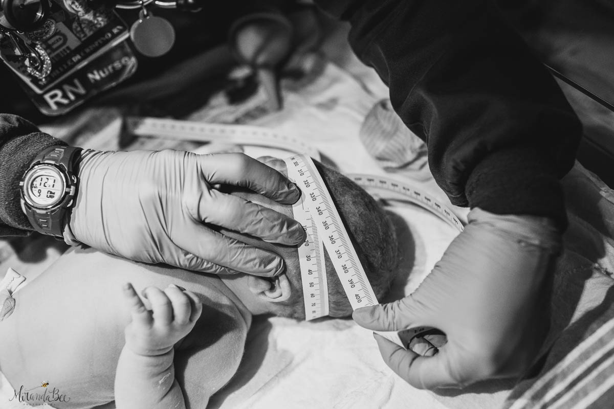 Baby gets measured