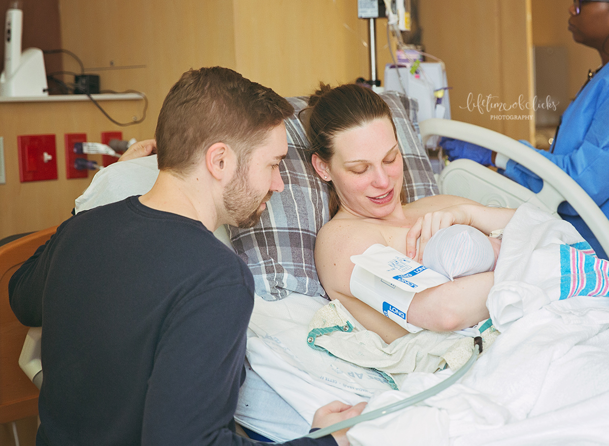 Mom and dad see baby