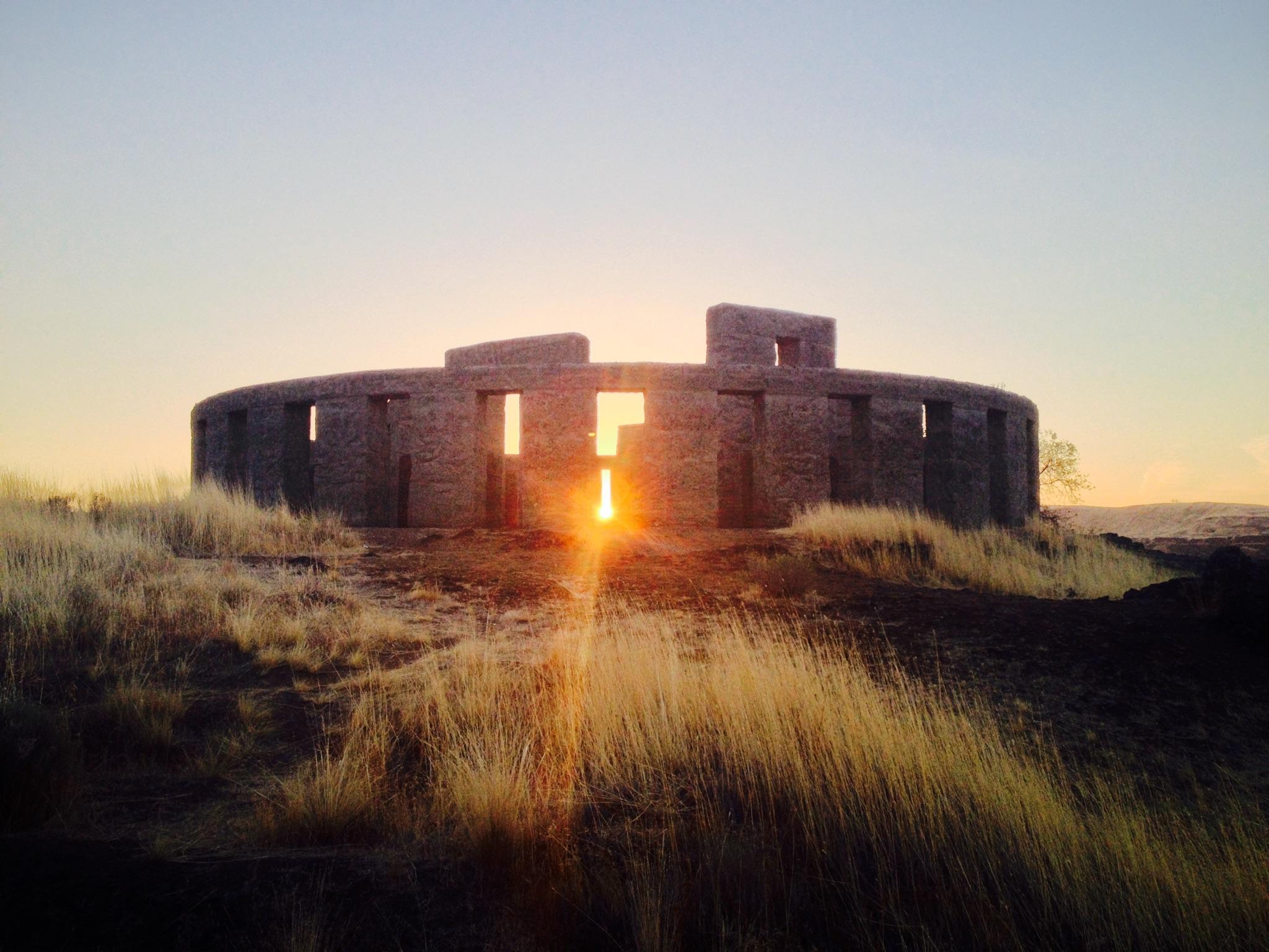 This photo was taken on the fall equinox at Stonehenge. No, not that one. This one is in Maryhill, Washington. The Stonehenge may not be the real thing, but the sunrise definitely is.