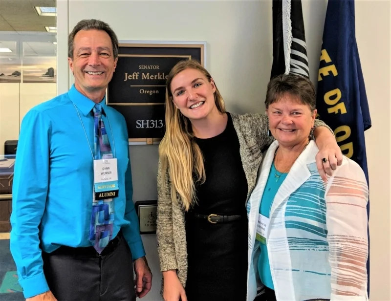 Alexa Damis-Wulff of Sen. Jeff Merkley's office with Dann and Genevieve