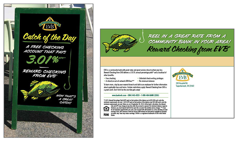 EVB Catch of the Day advertising campaign development and postcard design
