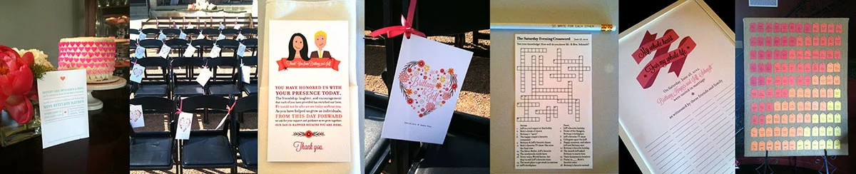 Brittany and Jeff wedding program, reception paper goods and seating chart