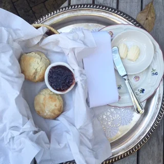 Biscuits hot out of the oven, slathered with butter and fresh homemade jam. Yum!!! I will be back!