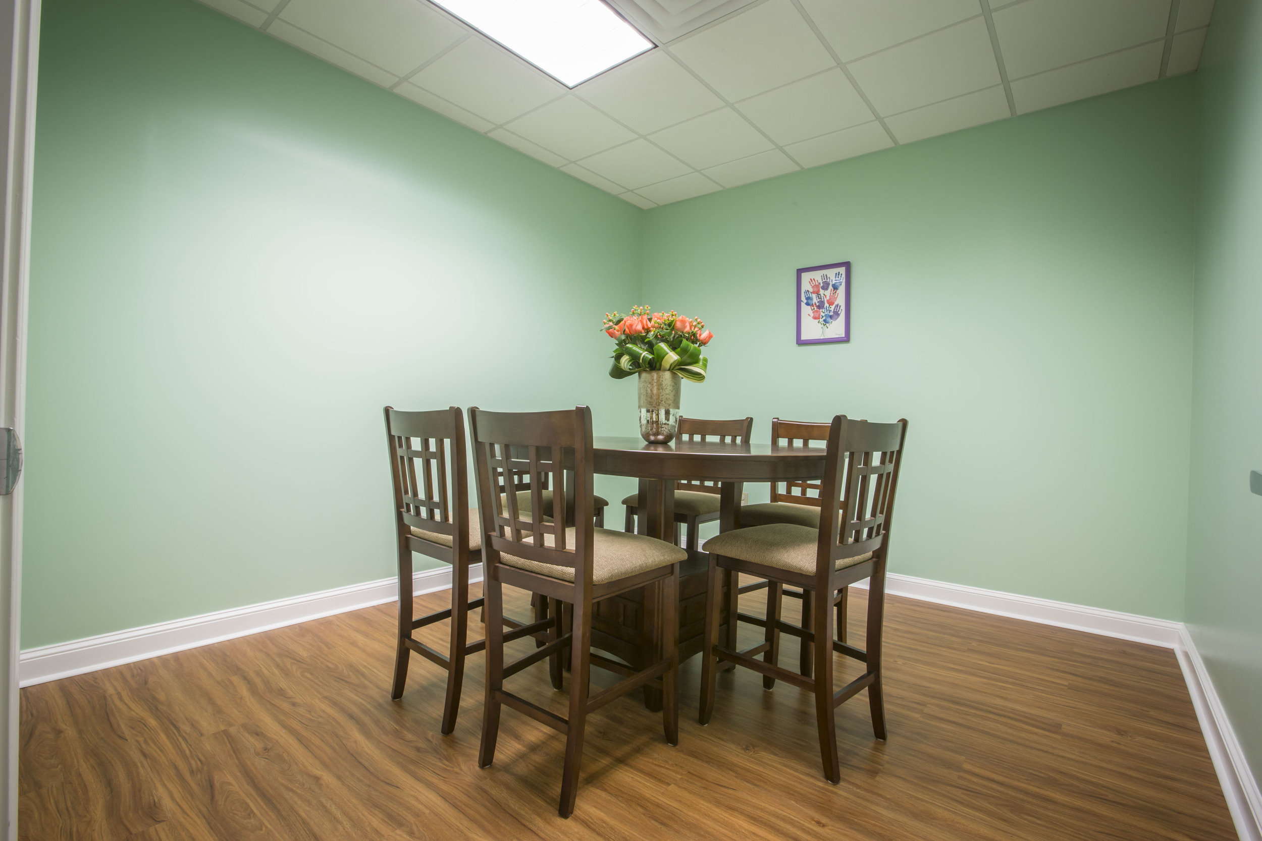 Our conference room where we keep parents up to date on progress and coach them on ways they can accelerate their child's therapy with things they can do at home.