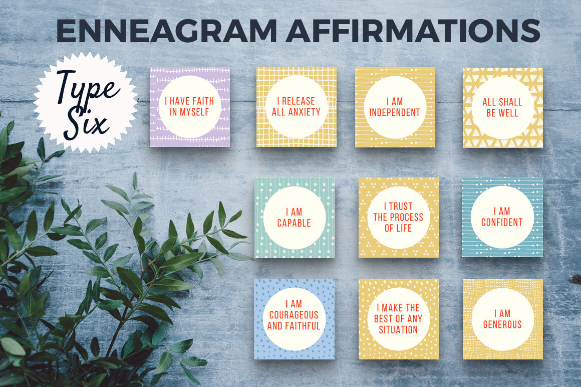 Type Six Self-Care Instant Download Printable Mantras Enneagram 6 Affirmation Cards Enneagram 6 Stress Enneagram 6 Growth