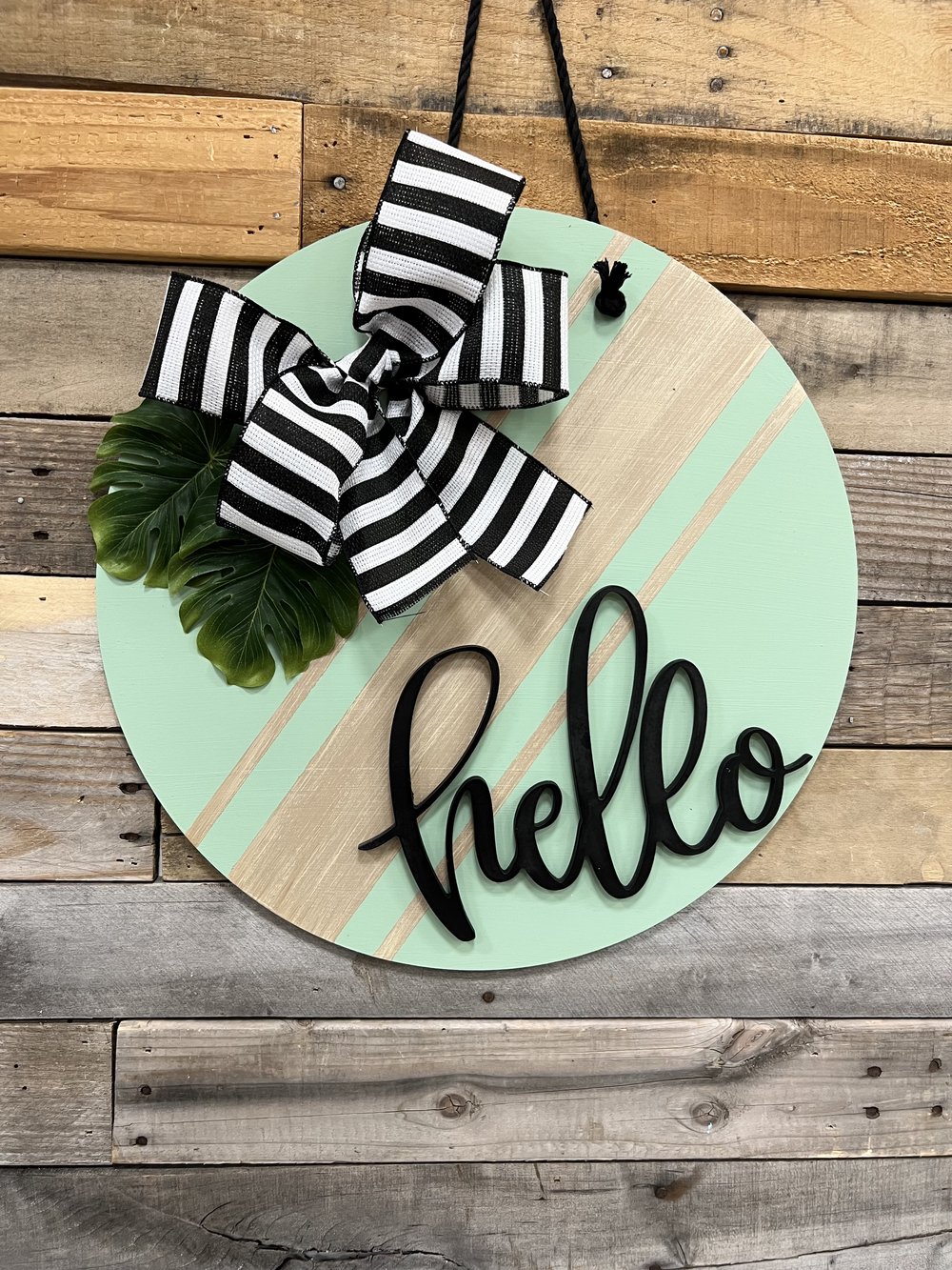 Teal Hello Circle Door Hanger — The Makery