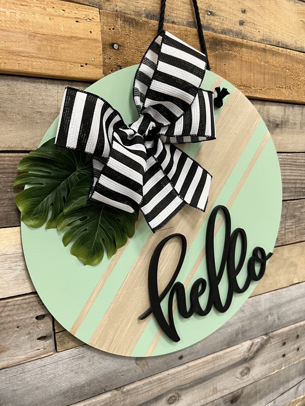 Teal Hello Circle Door Hanger — The Makery