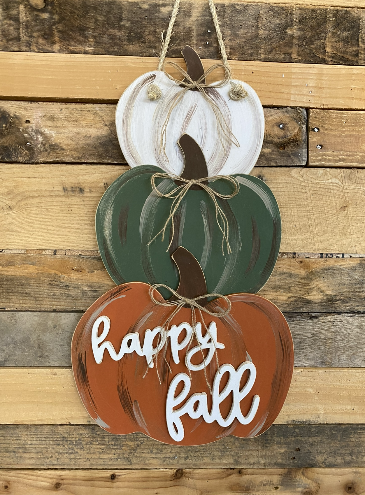 Happy Fall Stacked Pumpkins