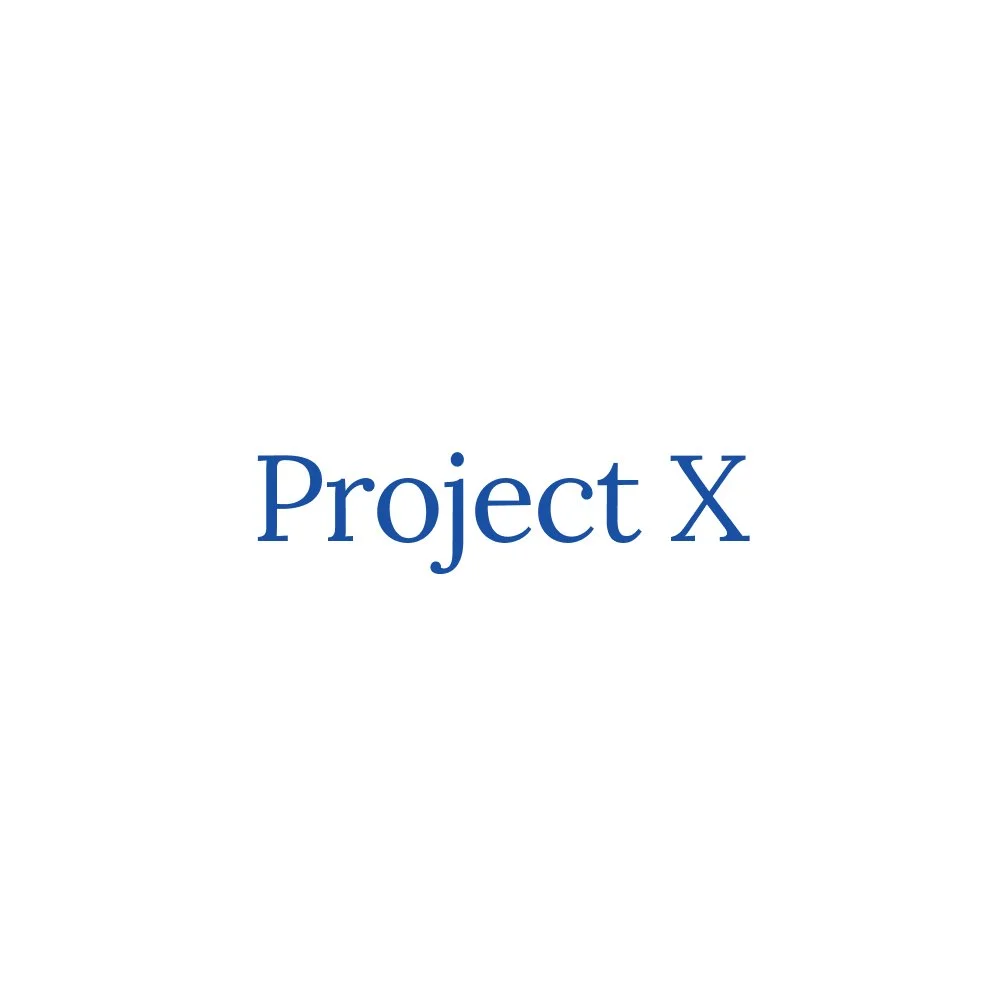 White background with the text 'Project X' in blue font centered in the image.