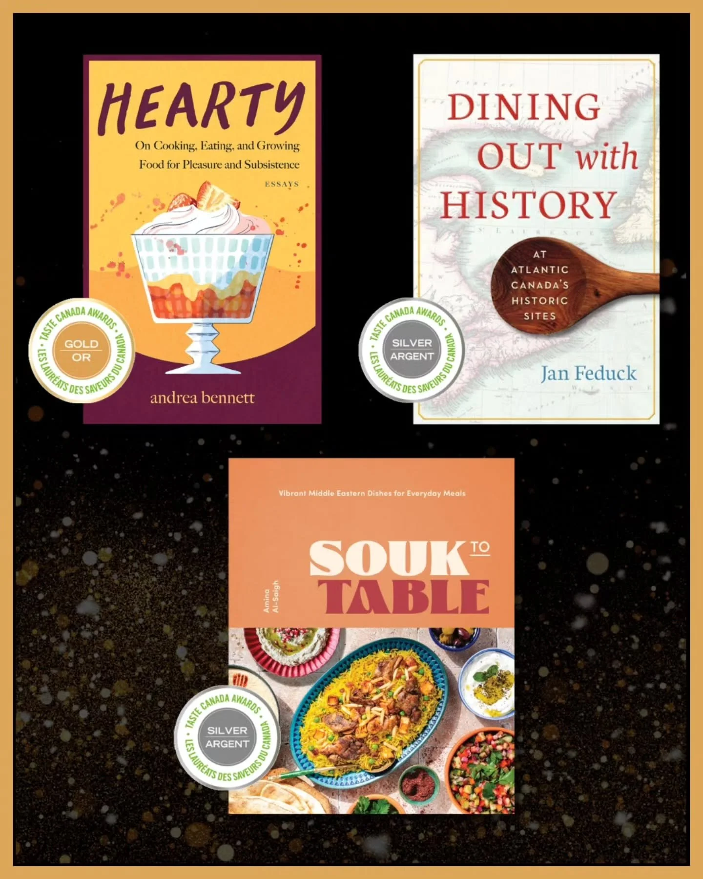🎉 Congratulations to all the 2025 @tastecanadaawards winners last week, including: 

CULINARY NARRATIVES
Gold Winner: Hearty by Andrea Bennett, @andreacunliffebennett (@ecwpress / 9781770417601)
Silver Winner: Dining Out with History by Jan Feduck, 