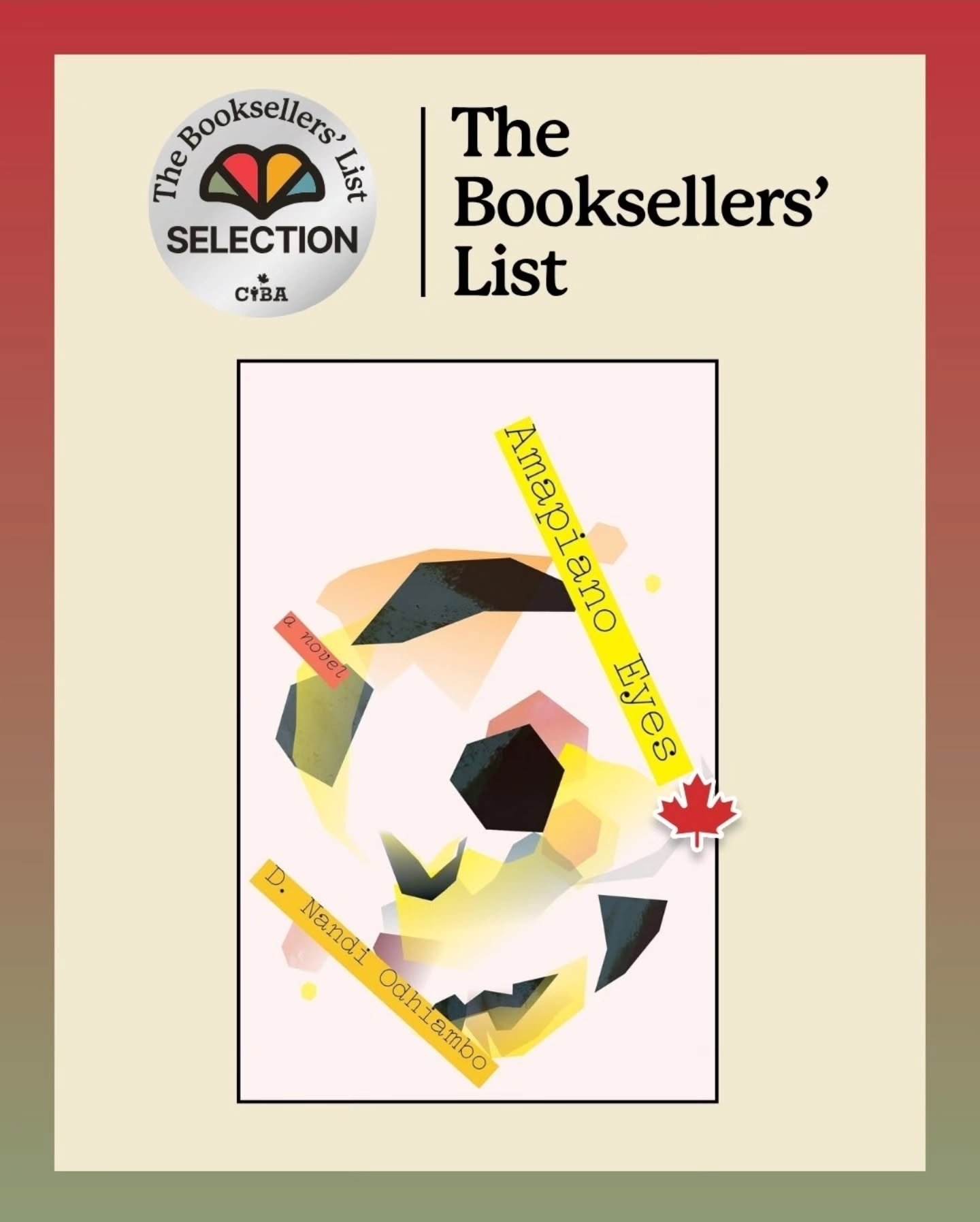 We're thrilled to share that Amapiano Eyes by @dnandiodhiambo published by @bookhugpress made The Booksellers' Top 20 List for Winter 2026! 🎉💫

Amapiano Eyes will be released on March 24 and is a masterful blend of literary fiction and noir&mdash;a