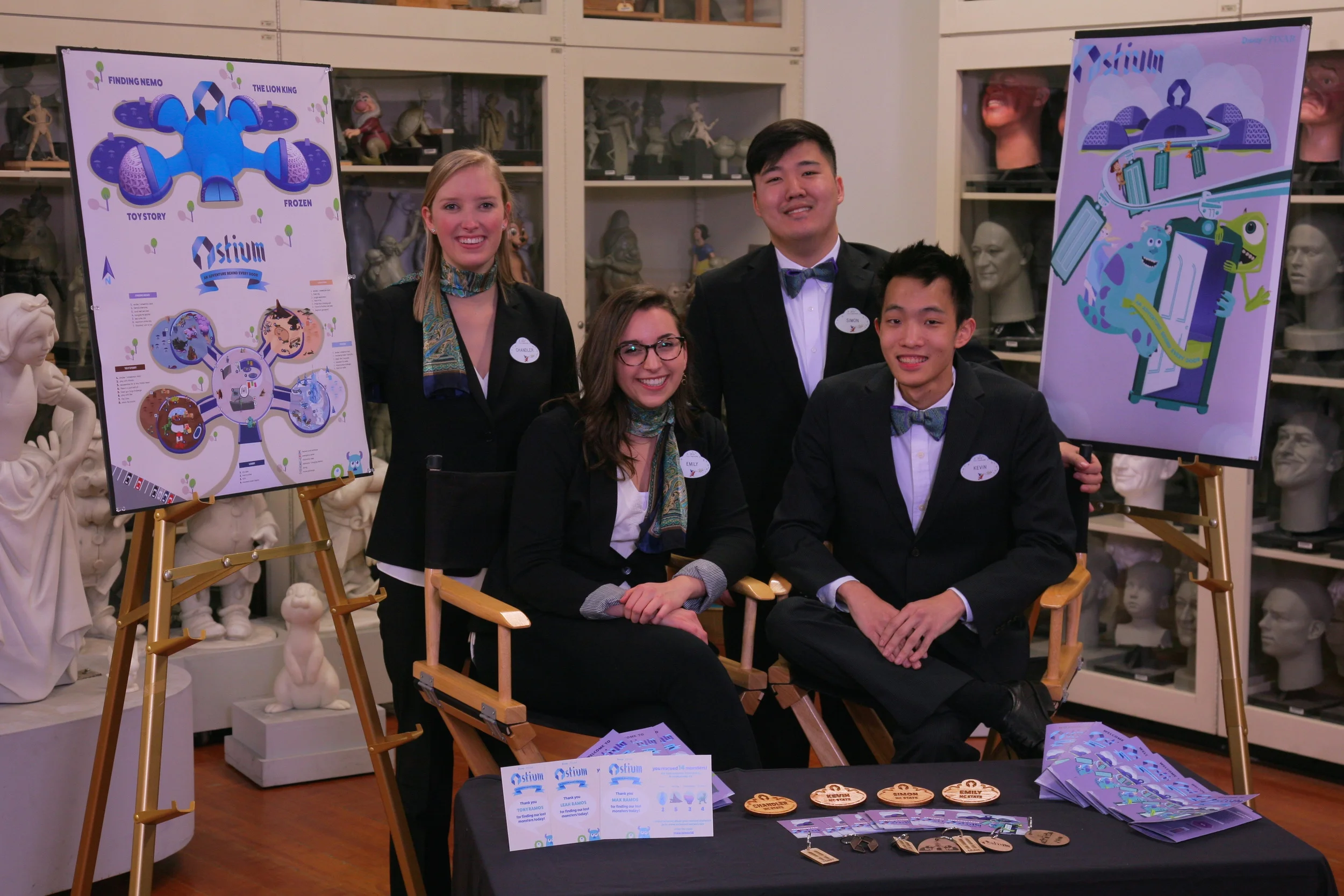 (Front Row Left to Right) Emily Wise and Kevin Lee (Back Row Left to Right) Chandler Williams and Simon Park - ©Disney photo by Gary Krueger