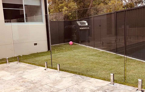 glass pool fence frameless view from inside