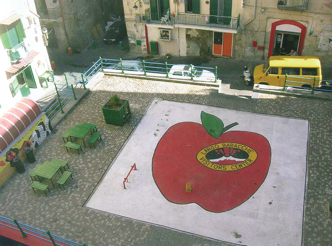 In a series of tunnels below this playground in Naples Italy lies the underground art space Largo Baracche. Image Credit: Chiamata all’Arte, edited by Giuseppe Ruffo and Pietro Tatafiore
