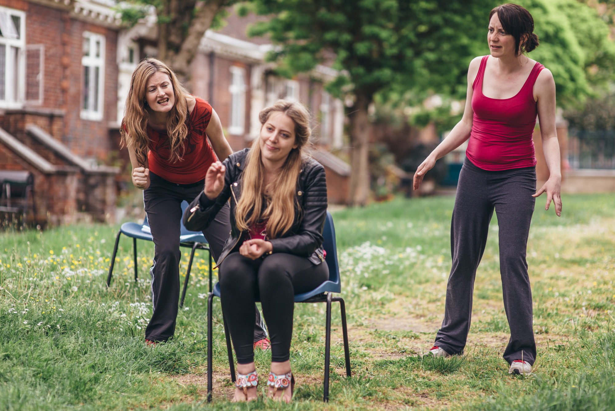 Intern Emily Salter with Erin Siobhan Hutching and Emily Howlett, image David Monteith-Hodge
