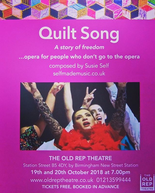 News: Exciting times ahead!

We are very pleased to announce that we will be playing in the new Opera 'Quilt Song', by composer Susie Self in 7 days time! This will be performed at the Old Rep Theatre in Birmingham on the Friday 19th/Saturday 20th of