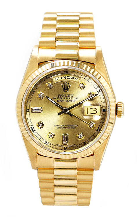 rolex oyster perpetual day date president 18k